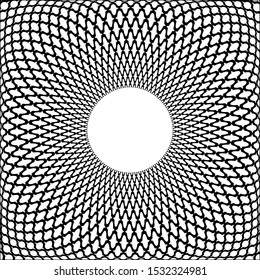 Abstract circle 3D pattern. Black geometric texture on white background. Vector art.