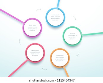 Abstract Circle 5 Step Infographic 3d Colorful Vector