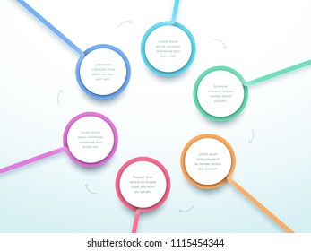 Abstract Circle 6 Step Infographic 3d Colorful Vector