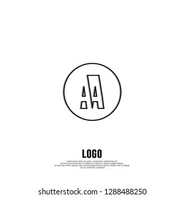 abstract circle aa logo letters design concept