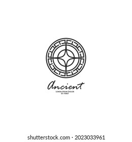 Abstract circle ancient lines logo icon sign symbol design concept. Vector illustration. Isolated object on background