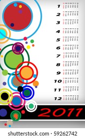 Abstract circle background with 2011 calendar