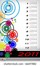 Abstract circle background with 2011 calendar