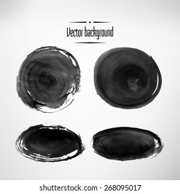 Abstract Circle Background Black Ink Set. Vector Illustration