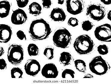 Abstract circle background, brush stroke. Vector artwork. Black and white