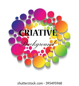 Abstract circle background. Abstract color design element. Vector circle. Green, blue, yellow and red circles. Rainbow background. Template for banner, poster, flyer, brochure.