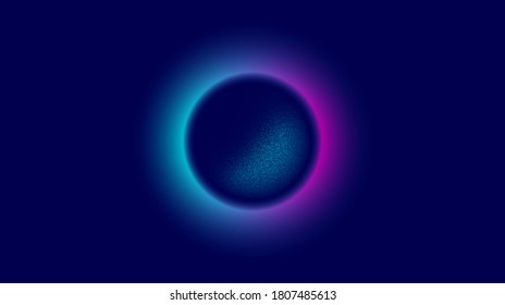 Abstract circle background with dotwork effect. Radial design with neon light. Modern purple and blue design. Dotted circle element. Abstract concept with glow light. Vector neon background.