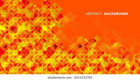 Abstract circle background with halftone elements in orange. Stock vector illustration.