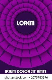 Abstract circle background in modern ultra violet design with 3d illusion effect