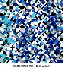 abstract circle background pattern, retro/vintage style, with strokes and splashes, seamless