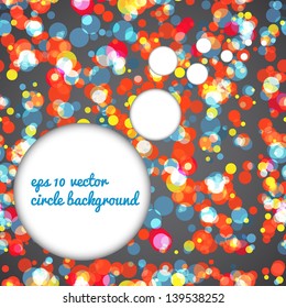 Abstract circle background with place for yout text. Many colored circles around of grey place for your business message.