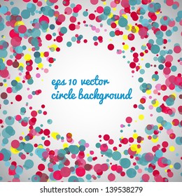 Abstract circle background with place for yout text. Many colored circles around of white place for your business message.