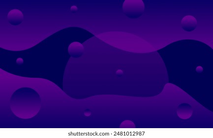 Abstrakter Kreishintergrund, lila blaue Farbverlaufsfarbe, geschwungene Vektorgrafik Design. Vorlage für Poster, Broschüre, Flyer, Karte, Banner, Buchumschlag, Bildschirmhintergrund, Web, Hintergrund