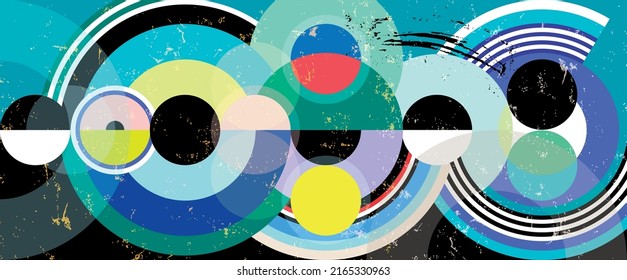 abstract circle background, retro, geometric design, grungy