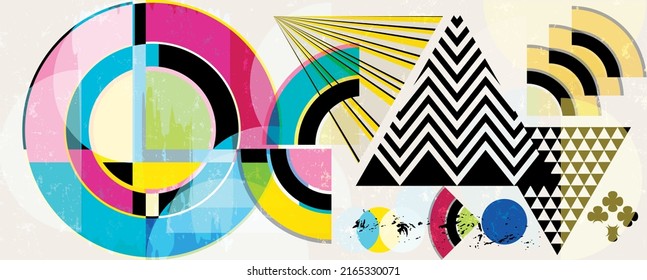 abstract circle background, retro, vintage style, with paint strokes and splashes