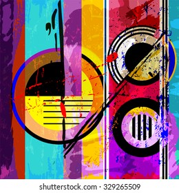 abstract circle background, retro/vintage style with paint strokes and splashes 