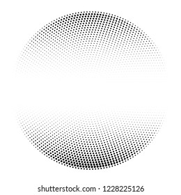 Abstract circle background. Circle shaped with halftone effect. Round dotted place for text. Monochrome black white backdrop texture. Vector illustration for flyer, business cards, stickers, labels.