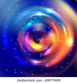 Abstract circle background, Vector design. Glowing spiral. The energy flow tunnel. Blue, orange colors. 