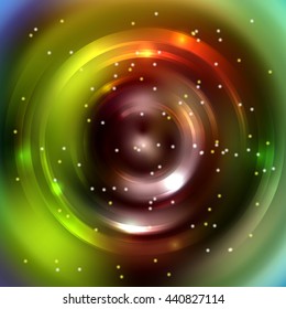 Abstract circle background, Vector design. Glowing spiral. The energy flow tunnel. Brown, green colors. 