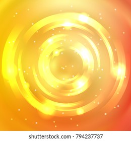 Abstract circle background, Vector design. Glowing spiral. The energy flow tunnel. Yellow, orange colors.