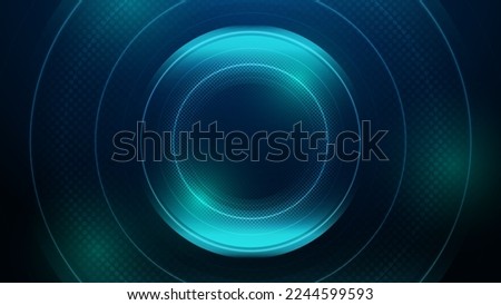 An abstract circle background with vibrant blue neon glow and futuristic light effects, editable vector EPS 10