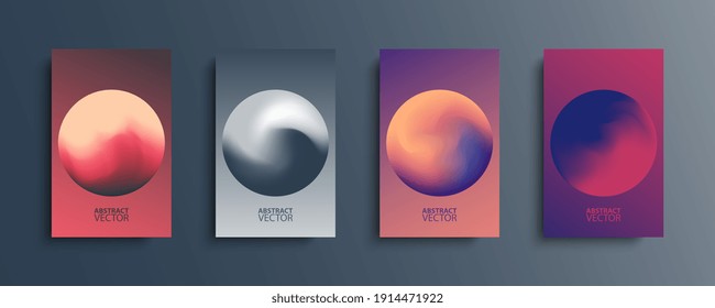 Abstract circle backgrounds set with modern abstract color gradient patterns. Colourful gradient orbs round shapes collection for your design. Vector illustration.
