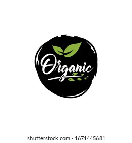 Abstract circle badge logo with organic leaves design, ideal as a label, seal, or sticker for eco-friendly products, natural cosmetics, organic food packaging, wellness brands, and sustainable
