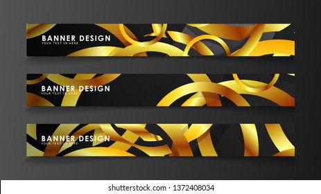Abstract circle banner. Fancy vector illustration. golden circle on a dark background