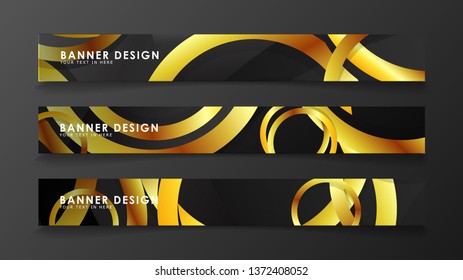 Abstract circle banner. Fancy vector illustration. golden circle on a dark background