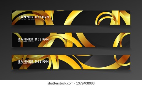 Abstract circle banner. Fancy vector illustration. golden circle on a dark background