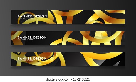 Abstract circle banner. Fancy vector illustration. golden circle on a dark background