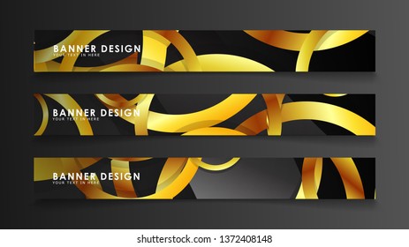 Abstract circle banner. Fancy vector illustration. golden circle on a dark background