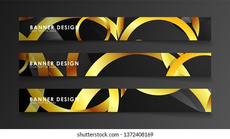 Abstract circle banner. Fancy vector illustration. golden circle on a dark background