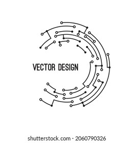 Abstract circle banner with high tech circuit board texture. Vector electronic motherboard illustration.
