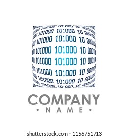 Abstract circle binary code background. Falling streaming binary code background. Digital technology wallpaper. Cyber data decryption and encryption