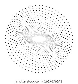 Abstract circle of black dots. Halftone effect. Modern design vector background.