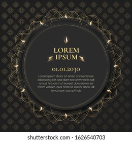 Abstract circle black frame background plus gold edge for announcement 