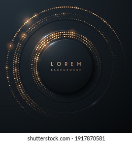 Abstract circle black and gold luxury background