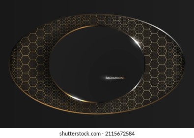 Abstract circle black and gold luxury background. Vector.