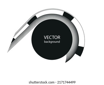 Abstract circle black and white background, vector modern design element.