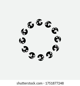 abstract circle with black and white plnet, emblem, poster, vector illustration
