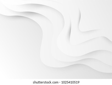 abstract circle blank paper white and gray tone vector background, wave overlapping with shadow modern concept, space for text or message web and book design
