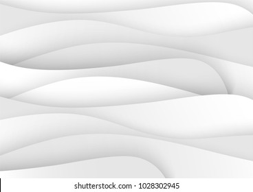 abstract circle blank paper white and gray tone vector background, wave overlapping with shadow modern concept, space for text or message web and book design