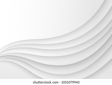 abstract circle blank paper white and gray tone vector background, wave overlapping with shadow modern concept, space for text or message web and book design