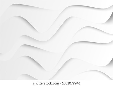 abstract circle blank paper white and gray tone vector background, wave overlapping with shadow modern concept, space for text or message web and book design