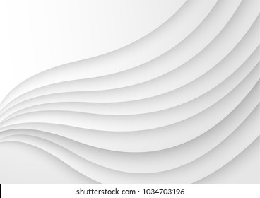 abstract circle blank paper white and gray tone vector background, wave overlapping with shadow modern concept, space for text or message web and book design