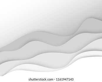 abstract circle blank paper white and gray tone vector background, wave overlapping with shadow modern concept, space for text or message web and book design