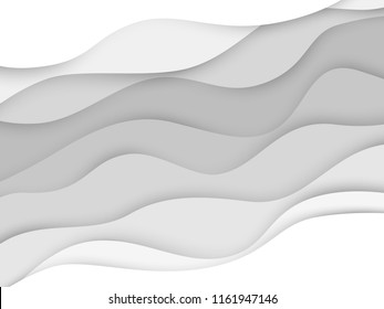 abstract circle blank paper white and gray tone vector background, wave overlapping with shadow modern concept, space for text or message web and book design