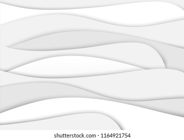 abstract circle blank paper white and gray tone vector background, wave overlapping with shadow modern concept, space for text or message web and book design