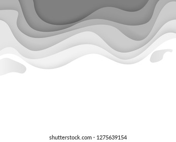 abstract circle blank paper white and gray tone vector background, wave overlapping with shadow modern concept, space for text or message web and book design